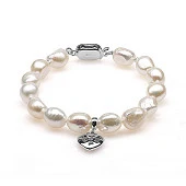 Браслет из белого барочного речного жемчуга класса АА+ с подвеской. Жемчужины 9-10 мм