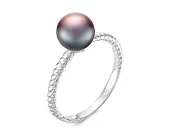 Кольцо из серебра с черной речной жемчужиной 7-7,5 мм