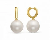 Серьги из серебра с белыми жемчужинами "Майорика" 14 мм