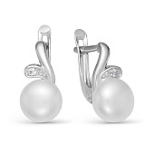 Серьги из белого золота с белыми речными жемчужинами 8,5-9 мм
