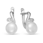 Серьги из белого золота с белыми речными жемчужинами 8,5-9 мм