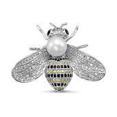 Брошь-кулон из сплава с белой речной жемчужиной 8,5-9 мм