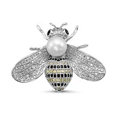 Брошь-кулон из сплава с белой речной жемчужиной 8,5-9 мм