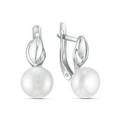 Серьги из белого золота с белыми речными жемчужинами 7,5-8 мм