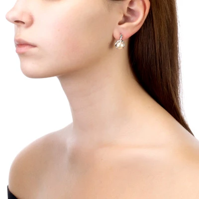 Серьги из серебра c белыми речными жемчужинами 8-8,5 мм