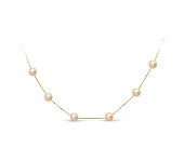 Цепочка из серебра 925 пробы с розовыми речными жемчужинами 7-7,5 мм