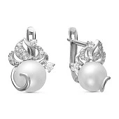 Серьги из белого золота с белыми речными жемчужинами 7,5-8 мм