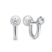Серьги из серебра с белыми речными жемчужинами 6,5-7 мм