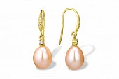 Серьги из серебра с розовыми речными жемчужинами 7,5-8,5 мм