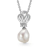 Кулон из серебра 925 пробы с белой жемчужиной "Барокко" 11-14 мм