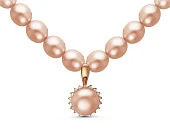 Ожерелье из розового речного жемчуга с подвеской из серебра. Жемчуг 7,5-8 мм