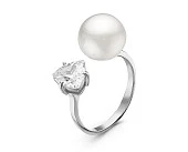 Кольцо "Диор" из серебра с белой речной жемчужиной 9,5-10 мм
