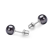 Пусеты из серебра 925 пробы с черными речными жемчужинами 7-7,5 мм