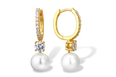 Серьги из серебра с белыми речными жемчужинами 8,5-9 мм