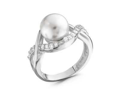 Кольцо из серебра с белой речной жемчужиной 9 мм