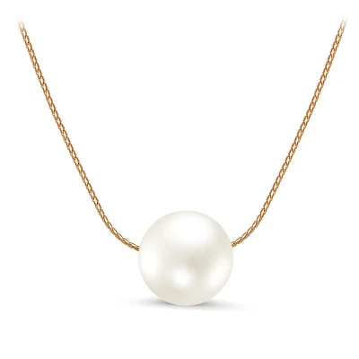 Цепочка из серебра 925 пробы с белой речной жемчужиной 10-11,5 мм