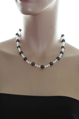 Ожерелье "микс" из круглого речного жемчуга класса ААА. Жемчужины 6-9,5 мм