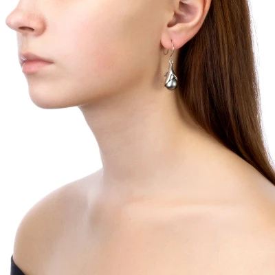 Серьги из серебра c морскими Таитянскими жемчужинами 10-11 мм