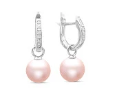 Серьги из серебра с розовыми речными жемчужинами 8-8,5 мм
