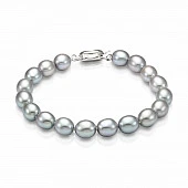 Браслет из серого рисообразного речного жемчуга. Жемчужины 9-10 мм