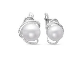 Серьги из белого золота с белыми речными жемчужинами 8,5-9 мм