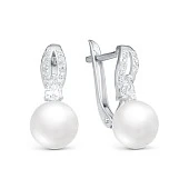 Серьги из белого золота с белыми речными жемчужинами 8,5-9 мм