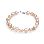 Браслет из розового барочного речного жемчуга класса ААА. Жемчужины 9-10 мм