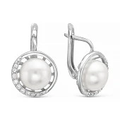 Серьги из серебра с белыми жемчужинами 9,5-10 мм
