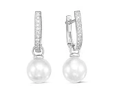 Серьги из серебра с белыми морскими Австралийскими жемчужинами 10-10,5 мм