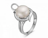 Кольцо из серебра с белой речной жемчужиной 11 мм