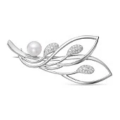 Брошь из серебра с белой речной жемчужиной 7,5-8 мм