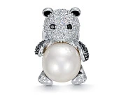 Брошь из сплава с белой пресноводной жемчужиной "Эдисон" 11,5-12 мм