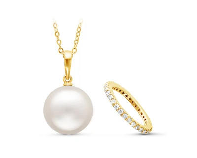 Подвеска из золота с белой морской Австралийской жемчужиной 12-12,5 мм