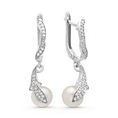 Серьги из серебра c белыми речными жемчужинами 8-8,5 мм