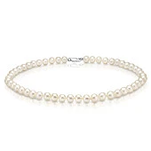 Ожерелье из белого круглого речного жемчуга класса ААА. Жемчужины 7-7,5 мм