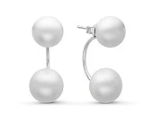 Пусеты "Диор" из серебра с белыми речными жемчужинами 8,5-11 мм