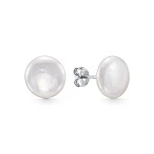 Пусеты из серебра 925 пробы с белыми жемчужинами "Барокко" 11,5-12 мм