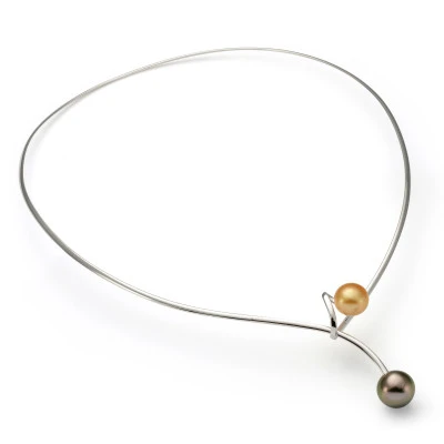 Колье из серебра с морскими Таитянской и Австралийской жемчужинами 10-11 мм