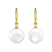 Серьги из серебра с белыми речными жемчужинами "Барокко" 13,5-14 мм