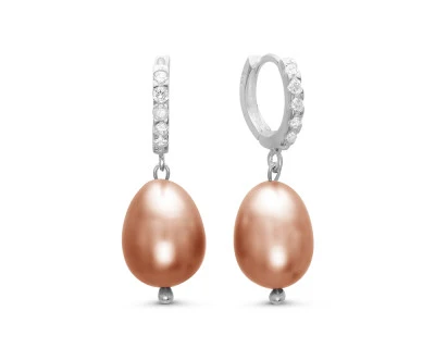Серьги из серебра с розовыми речными жемчужинами 10-11 мм