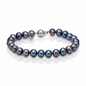 Браслет из черного круглого речного жемчуга класса ААА. Жемчужины 7,5-8 мм
