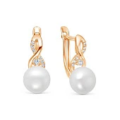 Серьги из красного золота с белыми речными жемчужинами 8,5-9 мм