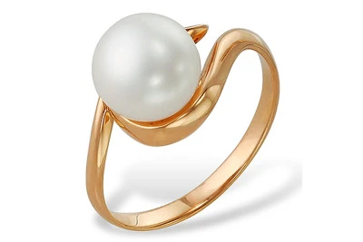 Кольцо из серебра с белой речной жемчужиной 7,5-8 мм