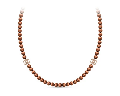 Колье из шоколадного жемчуга со вставками из серебра. Жемчужины 6,5-7 мм