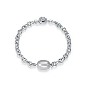 Браслет из ювелирного сплава с серебристым жемчугом 9-10 мм