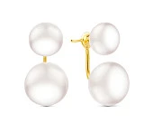 Пусеты "Диор" из серебра с белыми речными жемчужинами 10,5-11,5 мм