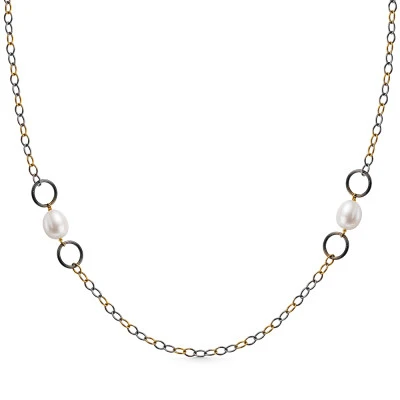 Колье из серебра 925 пробы с белыми речными жемчужинами 9,5-10 мм