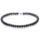 Ожерелье из черного круглого речного жемчуга класса ААА. Жемчужины 7,5-8 мм