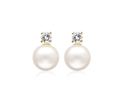 Серьги-гвоздики на серебре с белыми речными жемчужинами 7,5-8 мм