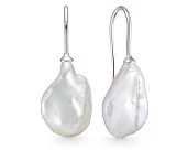 Серьги из серебра c белыми речными жемчужинами "Барокко" 10-13 мм